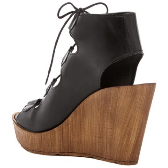 Made in Italy Leather Platform Wooden Wedge Sandal - Picture 5 of 7